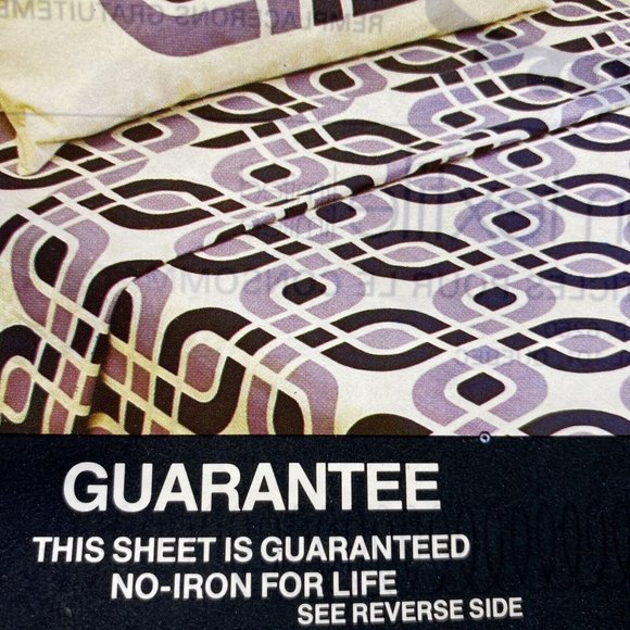 Texmade Labyrinth Truprest Twin Bed Flat Sheet Geometric Links 1970s Purple - Picture 14 of 15